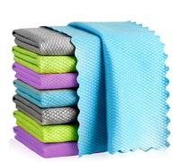 Microfibre Cleaning Cloth 8 Pack, Multi-Purpose Fish Scale Cleaning cloth,Nanoscale Cloth Polishing Cloth, Lint Free Streak-Free Glass Window Cleaning Cloths for Kitchen Dishes and Wine Glass,30x30 CM