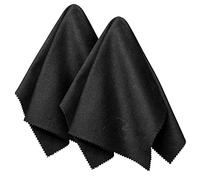 Microfibre Cleaning Cloth - Double Pack Extremely Soft Glasses Cleaning Cloths - convinient 30 x 40 cm - Embossed for Better Grip (Black)