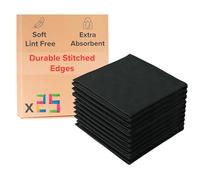 Microfibre Cleaning Cloth - Pack of 25, Premium Reusable, Multi-Surface, Lint Free Cleaning Cloths - Ultra Absorbent, Soft, Durable for Kitchen, Car & More (Black, 30x30 cm)