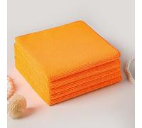 Microfibre Cleaning Cloth Wipes Multipurpose Reusable Dish Cloths Super Soft Quick Dry Cleaning Towels Rags for Housekeeping Kitchen Car Motorbike Windows (Orange, 30x30cm)