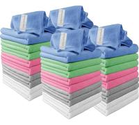 Microfibre Cleaning Cloths, 40cm x 30cm - Pack of 40, Assorted, Machine Washable, Polishing, Waxing & Dusting Cloth, Lint-Free, e Cloth, Kitchen Towel, Car Cleaning, Microfibre