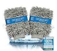 Microfibre Cloth Car Wash Mitt Glove - Double Sided Wash Mitt for Car Washing - 100% Lint-Free, Super Absorbent Cleaning - Ideal for Cleaning Vehicle and Motorcycles
