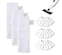 Microfibre Cloth Set for Kärcher Steam Cleaner Accessories, Washable Accessories Replacement Cloths (3 Floor Cloths + 3 Fabric Covers) for Kärcher Steam Cleaner SC1, SC2, SC3, SC4, SC5 (White)