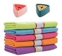 Microfibre Cloth with Towel Hooks, Cleanstreak Magic Cloths, Lint Free Microfibre Cleaning Cloth Streak Free Dish Cloths Micro Fibre Towel for Kitchen Window Car Glass Stainless Steel (5)