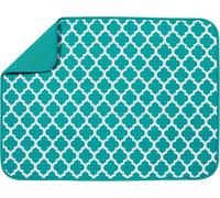 Microfibre Dish Drying mat XXL for Kitchen Draining Board Mat Washing Up Drying Mat Super Absorbent Quick Drying 45 x 60 cm Teal Trellis