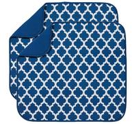 Microfibre Dish Drying Mats for Kitchen Super Absorbent Dish Drainer Mat for Kitchen Countertop Tabletop 40cm x 46 cm 2 Pack Blue Trellis