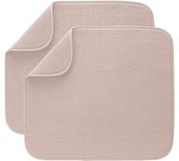 Microfibre Drying Mat for Kitchen Dish Drying Drainer Mat Absorbent Drying Mat Washing Up for Glass, Plate &Cup 40cm x 46 cm 2 Pack Beige