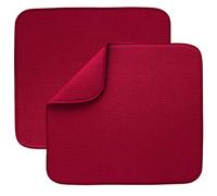 Microfibre Drying Mat for Kitchen Dish Drying Drainer Mat Absorbent Drying Mat Washing Up for Glass, Plate &Cup 40cm x 46 cm 2 Pack Red