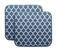 Microfibre Drying Mat for Kitchen Dish Drying Drainer Mat Absorbent Drying Mat Washing Up for Glass, Plate &Cup 40cm x 46 cm 2 Pack Slate Blue Bracket