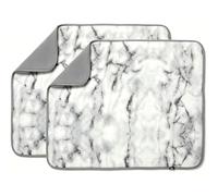 Microfibre Drying Mat for Kitchen Dish Drying Drainer Mat Absorbent Drying Mat Washing Up for Glass, Plate &Cup 40cm x 46 cm 2 Pack Marble