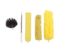 Microfibre Duster with Telescopic Extension Pole 4 Heads Cobweb Brush Bendable Washable Reusable Furniture Duster for Ceiling Fan Webs Blinds