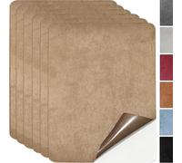 Microfibre Fabric, Self-Adhesive, 6 Pieces, 20 x 30 cm Patches, Self-Adhesive Fabric, Fabric Repair Patches, Self-Adhesive, Suede Look, Faux Leather (Khaki)