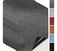 Microfibre Fabric Self-Adhesive for Cockpit, 6 Pieces, 20 x 30 cm, Suede Look, Faux Leather, Suede Look, Stretch, Stretchy Fabric, Velour (Dark Grey)