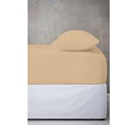 Microfibre Fitted Sheets Luxurious Easy Care Super Soft All Year Round Bed Sheets (Beige, Double)