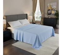 Microfibre Flat Sheet - Soft Brushed Polyester Top Sheet - Breathable, Non-Iron, Wrinkle-Resistant & Hypoallergenic Easy-Care Bed Sheet - Single, Double, King, Super King Sizes (Sky Blue, Single)