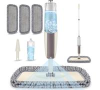 Microfibre Floor Mop with 3 Washable Pads: Spray Mops For Cleaning Floors | 360° Swivel Head, Refillable Bottle, Commercial Wet Mops Lightweight, Flat Dust Mop, For Laminate Wood Tiles Hardwood Vinyl