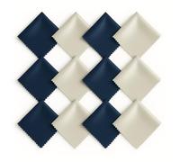Microfibre Glasses Cleaning Cloths Pack of 12 High-Quality Cleaning Cloth for Glasses Cleaning Cloth Streak-Free Nano Fibre Cloth Screens and Lenses 15 x 18 cm in Navy Blue/Grey