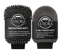 Microfibre Gloves 2 Pack - Wash Mitt for Car Washing, Cleaning, Bug Removal & Detailing - Soft Noodle Sponge Mitt for Car, Van, Glass & Wheels - Scratch-Free, Reusable, Machine Washable