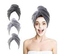 ROSSHINE Microfibre Hair Towel Wrap, 3 Pack Hair Turban Towel 65x25 cm, Soft and Anti Frizz Head Towel, Super Absorbent Quick Drying Curly Hair Towel for Women Girl Wet Long Thick Hair