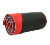 Microfibre Leather Steering Wheel Cover for DIY Sewing for 38 cm Steering Wheels, Non-Slip Breathable DIY Sewing Kit with Needle and Thread for Car SUV Truck Van in Black (Red)