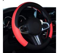 Microfibre leather steering wheel cover Wavy Line Splice X-pattern black red