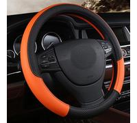 Microfibre leather steering wheel cover Wavy Line Splice X stitch pattern Orange