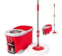Microfibre Mop And Bucket Set Spin Foot Pedal Mop For Cleaning Floors Wood Tiles