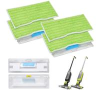 Microfibre Mop Cloths Replacement for Shark VACMOP VM252/VM250/VM205/VM200/VM190/VC205/QM250 Flat Mop Spare Parts, Washable and Reusable Mop Pads, 4 Rags, 2 Dust Box