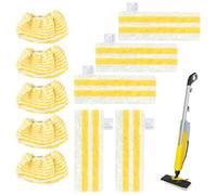 Microfibre Mop Covers Set Compatible with Kärcher Steam Cleaners Easyfix SC1, SC2, SC3, SC4, SC5, 5 x Floor Cloths + 5 x Covers, Microfibre Cloth Mop Accessories for All Floor Types, Pack of 10