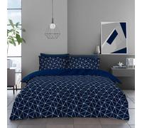 Microfibre Reversible Duvet Cover Set with Pillowcases - Breathable & Hypoallergenic Quilt Cover Set - Floral Leaves Botanical Geometric Check Bedding Sets (Stan Geo, King)