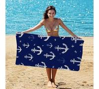 Microfibre Sand Free Beach Towel 75x150cm, beach towels for adults Extra Large Quick Dry Lightweight Pool Towels, Travel Holiday Gym Essentials Women Men Family Accessories Yoga (Ship'S Anchor) a-740