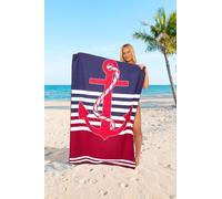 Microfibre Sand Free Jumbo Beach Towels Lightweight 100x180cm for Adults | Summer Beach Towels, Compact, Absorbent, Quick Dry for Camping, Travel, Yoga, Sports (Anchor Stripe)