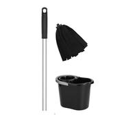 Microfibre Socket Mop, Mop Bucket & Matching Handle Complete Set Black