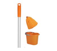 Microfibre Socket Mop, Mop Bucket & Matching Handle Complete Set Orange