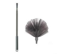 Microfibre Spider Web Cleaner with Long Handle, Telescopic Ceiling Duster for High Reach Removal, Extendable Cleaning Brush for Home Corner Dusting, 2PCS(Gray)
