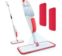 Microfibre Spray Buckets Mop for Cleaning Floors, 2 Reusable Mops Washable Pads, 360° Swivel Head Ensure Hygiene has No Blind Spots, Suitable for All Floor ( Red )