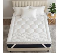 Microfibre Super King Mattress Topper, 4 Inch/10cm Extra Thick Soft Mattress Topper, 1200GSM Heavy Fill, Hotel Quality Zoned Filling, Elasticated Corner Straps, Breathable Washable 180x200