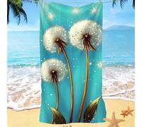 Microfibre Towel 100x220, Beach Towels for Adults, Blue Dandelion Lightweight Stylish Kids Large Beach Towels, Super Absorbent Sand Free & Quick Dry Gym Towel Extra for Travel, Swim, Holiday w0j-363