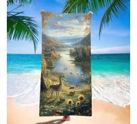 Microfibre Towel 220x100 cm Beach Towels for Adults, Lightweight Stylish Large Beach Towels, Super Absorbent Sand Free & Quick Dry Gym Towel Landscape for Travel, Swim, Sun Lounger, Holiday H-2200