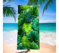 Microfibre Towel 220x100 cm Beach Towels for Adults, Lightweight Stylish Large Beach Towels, Super Absorbent Sand Free & Quick Dry Gym Towel Leaf for Travel, Swim, Yoga, Sun Lounger, Holiday H-1540
