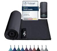 Microfibre Towel - 70×140cm Silver-ion Infused Fabric Quick Dry Towels for Adults | Lightweight & Highly Absorbent, Microfibre Beach Towel for Gym, Yoga, Travel, Camping and Hiking, Diamond Black