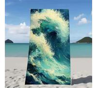 Microfibre Towel 80x160cm, Blue Beach Towel Abstract Beach Towels, Sand Free Microfiber Towels Super Absorbent, Compact and Lightweight With Storage Bag for Travel, Swimming, Holiday, Camping W2-882