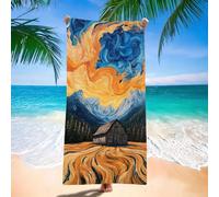 Microfibre Towel 90x160 cm Beach Towels for Adults, Lightweight Stylish Large Beach Towels, Super Absorbent Sand Free & Quick Dry Gym Towel Landscape for Travel, Swim, Sun Lounger, Holiday H-2416