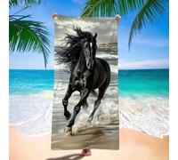 Microfibre Towel 90x160 cm Beach Towels for Adults, Lightweight Stylish Large Beach Towels, Super Absorbent Sand Free & Quick Dry Gym Towel Horse for Travel, Swim, Yoga, Sun Lounger, Holiday H-8532
