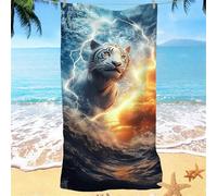 Microfibre Towel 90x200, Beach Towels for Adults, Waves Tiger Lightweight Stylish Kids Large Beach Towels, Super Absorbent Sand Free & Quick Dry Gym Towel Extra for Travel, Swim, Holiday w0j-188