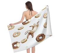 Microfibre Towel Animal With A Donut Pattern Kitchen Towel Highly Absorbent Women Pool Blanket, For Holiday, Pilates, Gym, 80x130cm