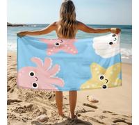 Microfibre Towel Blue Sea Coconut Tree Fast Drying Anti-Sand Stylish Towel, Versatile Portable Accessory for Vacation, Gym, Camping and Seaside Outdoor Activities 80x160 cm