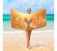 Microfibre Towel Cute Fennec Fox Sunset Beach Towel Oversized Lounge Personalized Picnic Blanket, For Surfing, Swimming, Pilates, Yoga, 80x130cm
