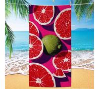 Microfibre Towel Green Beach Towel Lemon Beach Towels for Adults Large Bath Towels 220x100cm, Super Absorbent Lightweight & Quick Dry Sand Free with Waterproof Storage Bag for Adults kids XH-989