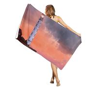 Microfibre Towel Lighthouse By The Sea At Dusk Camping Towel Soft Portable Washcloths, For Surfing, Bath, Shower, 80x130cm